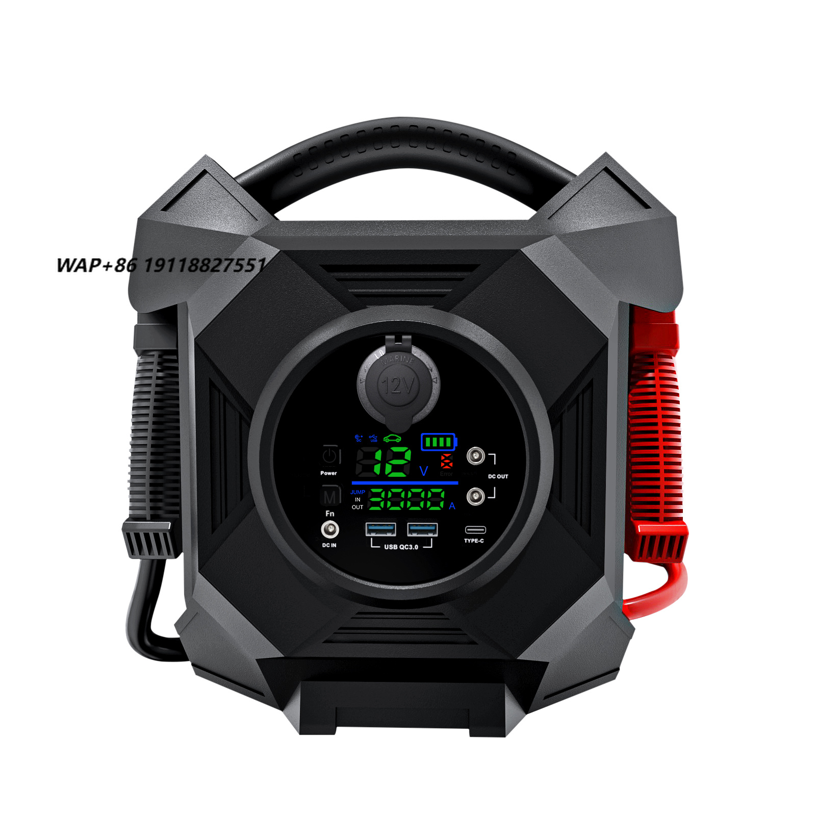 Car Jump Starter 12V 24V Truck - شاحن بطارية ذكي محمول متعدد الوظائف