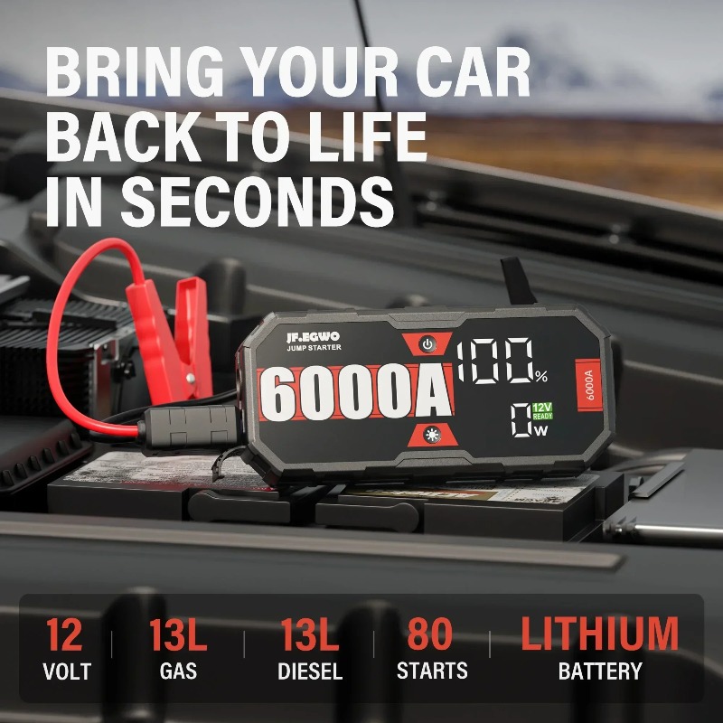 Portable Jump Starter 4000A - شاحن بطارية سيارة محمول JFEGWO بقوة