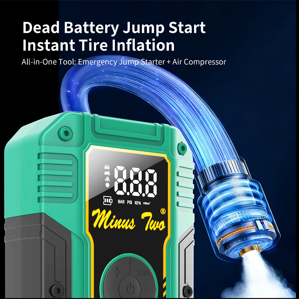 Jump Starter With Air Compressor - شاحن طوارئ للسيارة بجهد 12 فولت