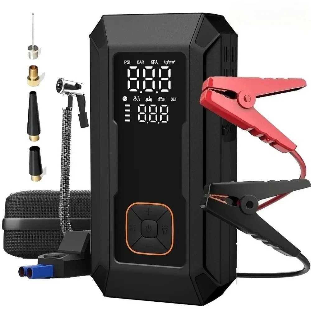 شاحن بطارية السيارة المحمول مع - مراجعة Jump Starter With Air Compressor وسعره