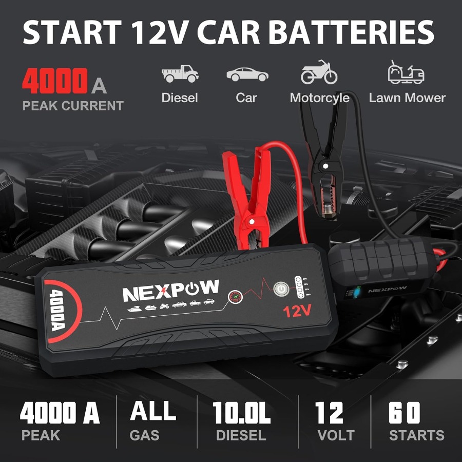 صندوق الانتقال المحمول 4000A ل - مراجعة Portable Jump Starter 4000A وسعره