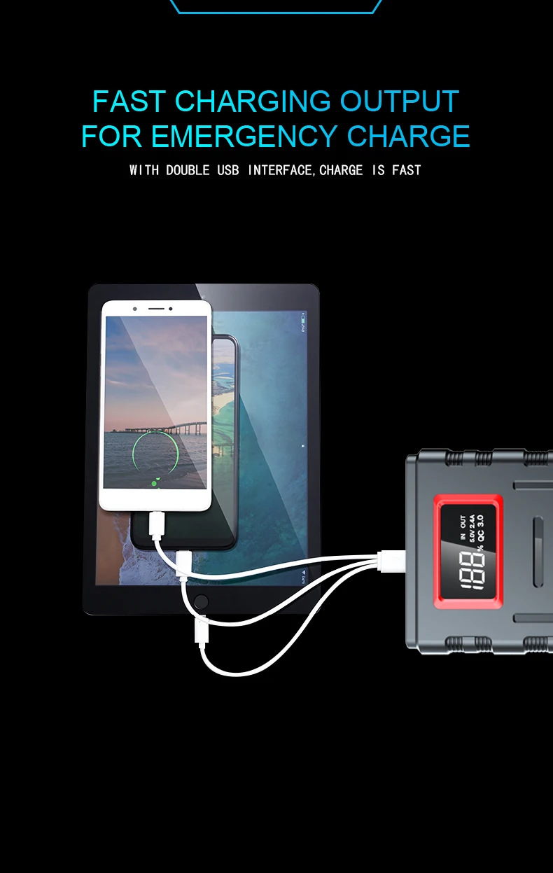 شاحن بطارية سيارة محمول بقوة 3 - مراجعة Jump Starter Power Bank 20000Mah وسعره