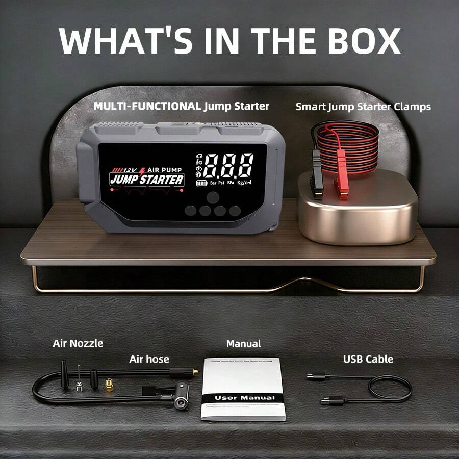 شاحن طوارئ ذكي محمول للسيارة م - مراجعة Jump Starter With Air Compressor وسعره