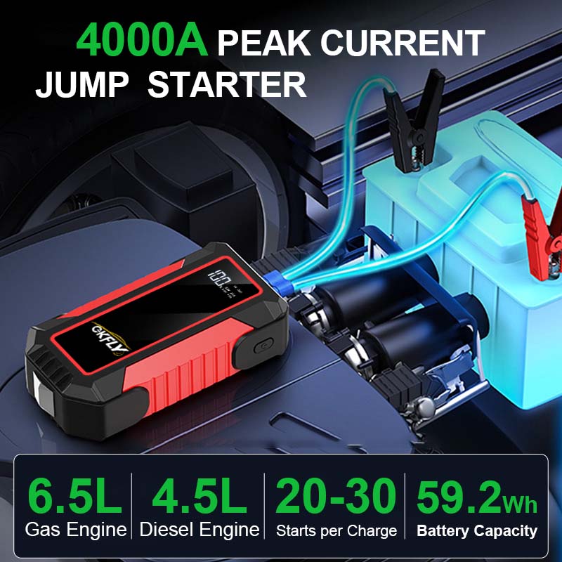 شاحن بطارية سيارة محمول GKGLY  - مراجعة Portable Jump Starter 4000A وسعره