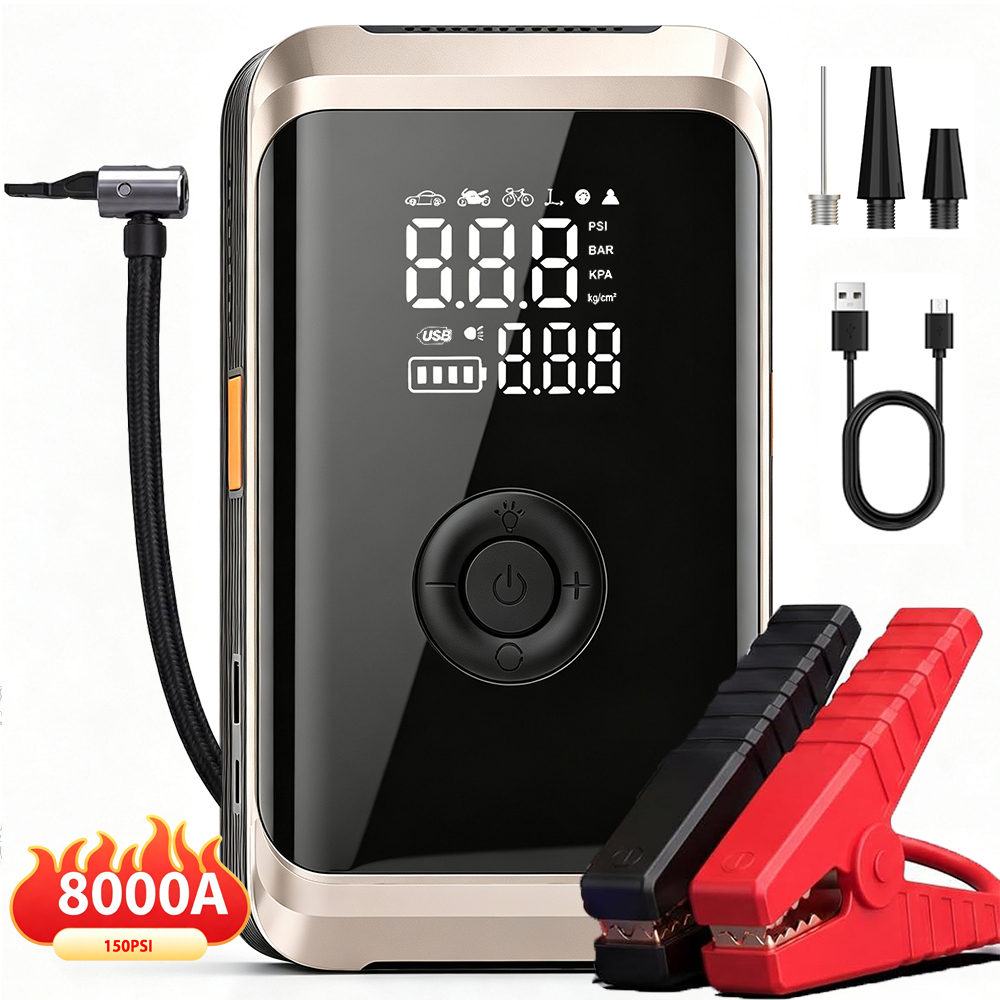 جهاز تشغيل السيارة 4 في 1 مع ض - مراجعة Jump Starter With Air Compressor وسعره