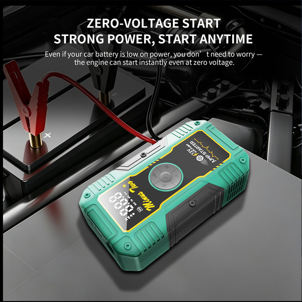 شاحن طوارئ للسيارة بجهد 12 فول - مراجعة Jump Starter With Air Compressor وسعره