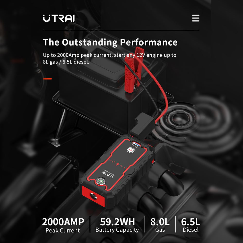 UTRAI 2000A الانتقال كاتب قوة  - مراجعة Jump Starter Cable 2000A وسعره
